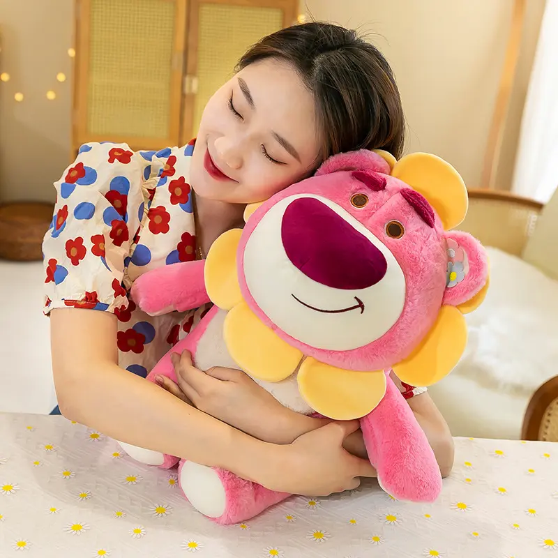 HOT Disney Plush Stuffed Toy Cute Sunflower Strawberry Bear Kawaii Pillow Plush Doll Girl Birthday Gift Kawaii Room Decoration