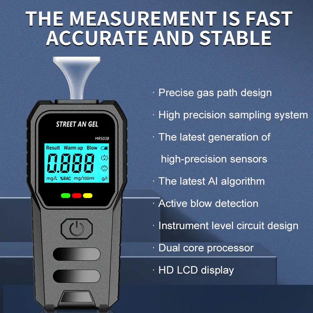 Digital Alcohol Breath Tester Backlight LCD Display Portable Breathalyzer Drunk Driving Analyzer for Personal & Professional Use