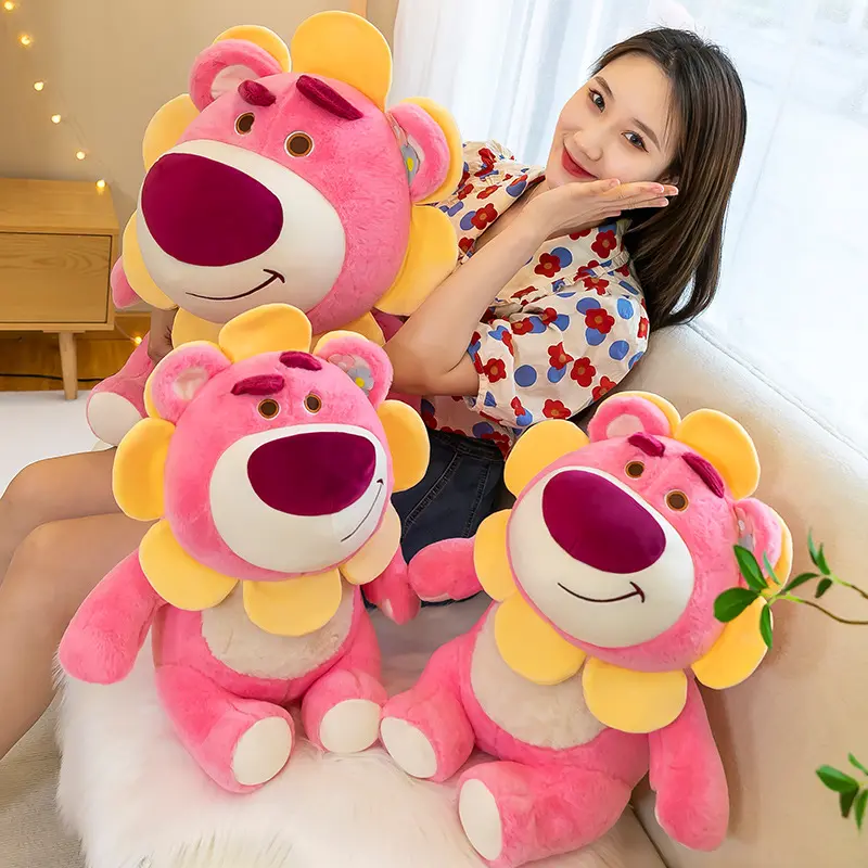 HOT Disney Plush Stuffed Toy Cute Sunflower Strawberry Bear Kawaii Pillow Plush Doll Girl Birthday Gift Kawaii Room Decoration