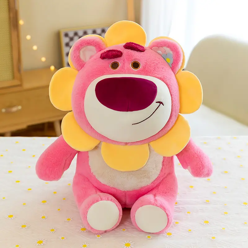 HOT Disney Plush Stuffed Toy Cute Sunflower Strawberry Bear Kawaii Pillow Plush Doll Girl Birthday Gift Kawaii Room Decoration