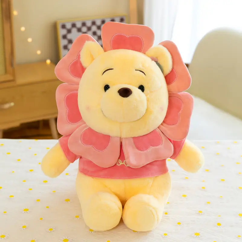 HOT Disney Plush Stuffed Toy Cute Sunflower Strawberry Bear Kawaii Pillow Plush Doll Girl Birthday Gift Kawaii Room Decoration