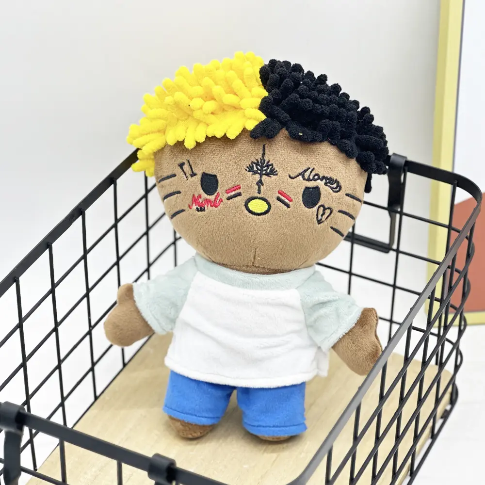 24cm Hello Kitty xxxtentacion Yellow Black Hair Plush Doll Figure Stuffed Toys Cute Kids Boys Girls Birthday Gifts