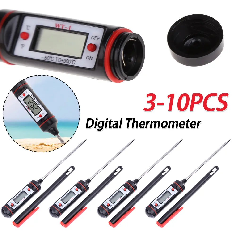 3-10PCS Electronic Cooking Thermometer Digital Liquid Barbecue Thermometer Adjustable Equipment for Laboratory Factory