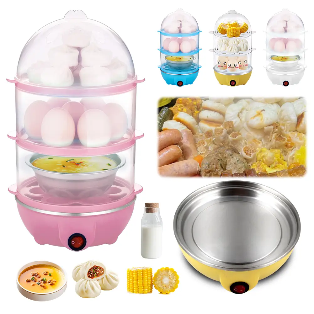 110V/220V Electric Egg Boiler Rapid Heating Automatic Corn Steamer Timing Portable Milk Steamer for Cooking Breakfast Machine