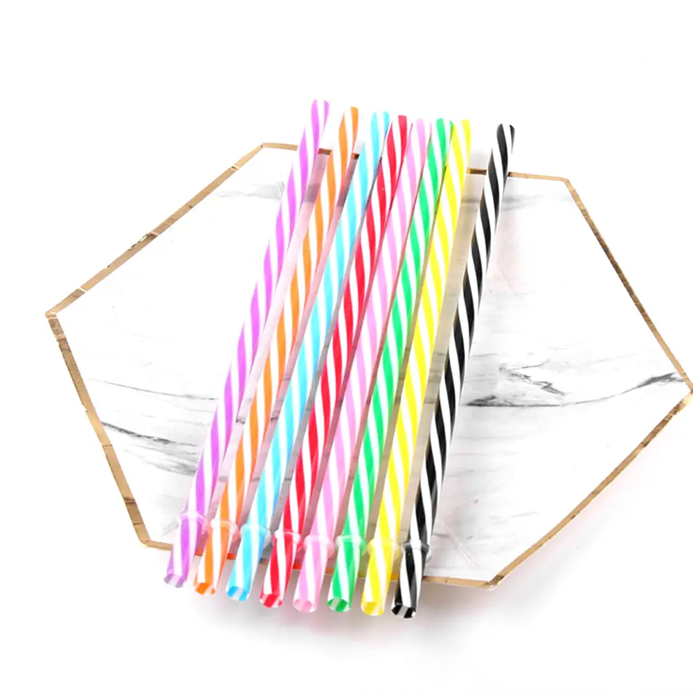 100Pcs Cocktail Straw with Straw Brush Flexible Plastic Straw Colored Drinking Straws Wedding Party Supplies Straw