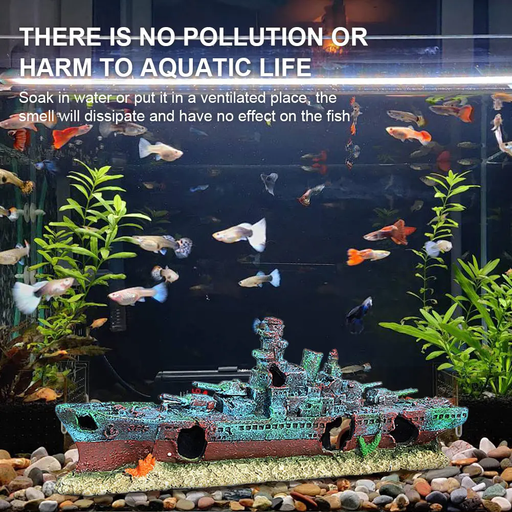 Aquarium Creative Warship Wreckage Wear Resist Warship Handicrafts Shipwreck Decorations for Fish Tank Cave Decor Accessories