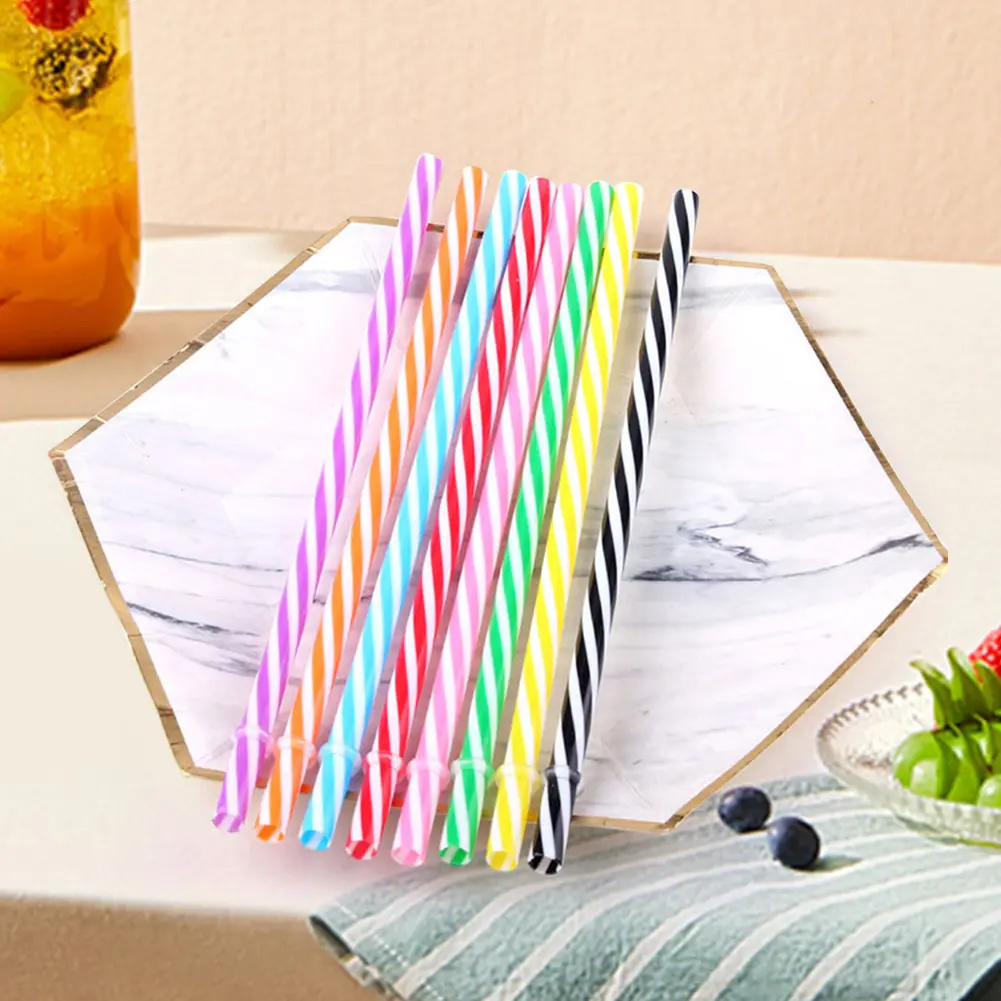 100Pcs Cocktail Straw with Straw Brush Flexible Plastic Straw Colored Drinking Straws Wedding Party Supplies Straw