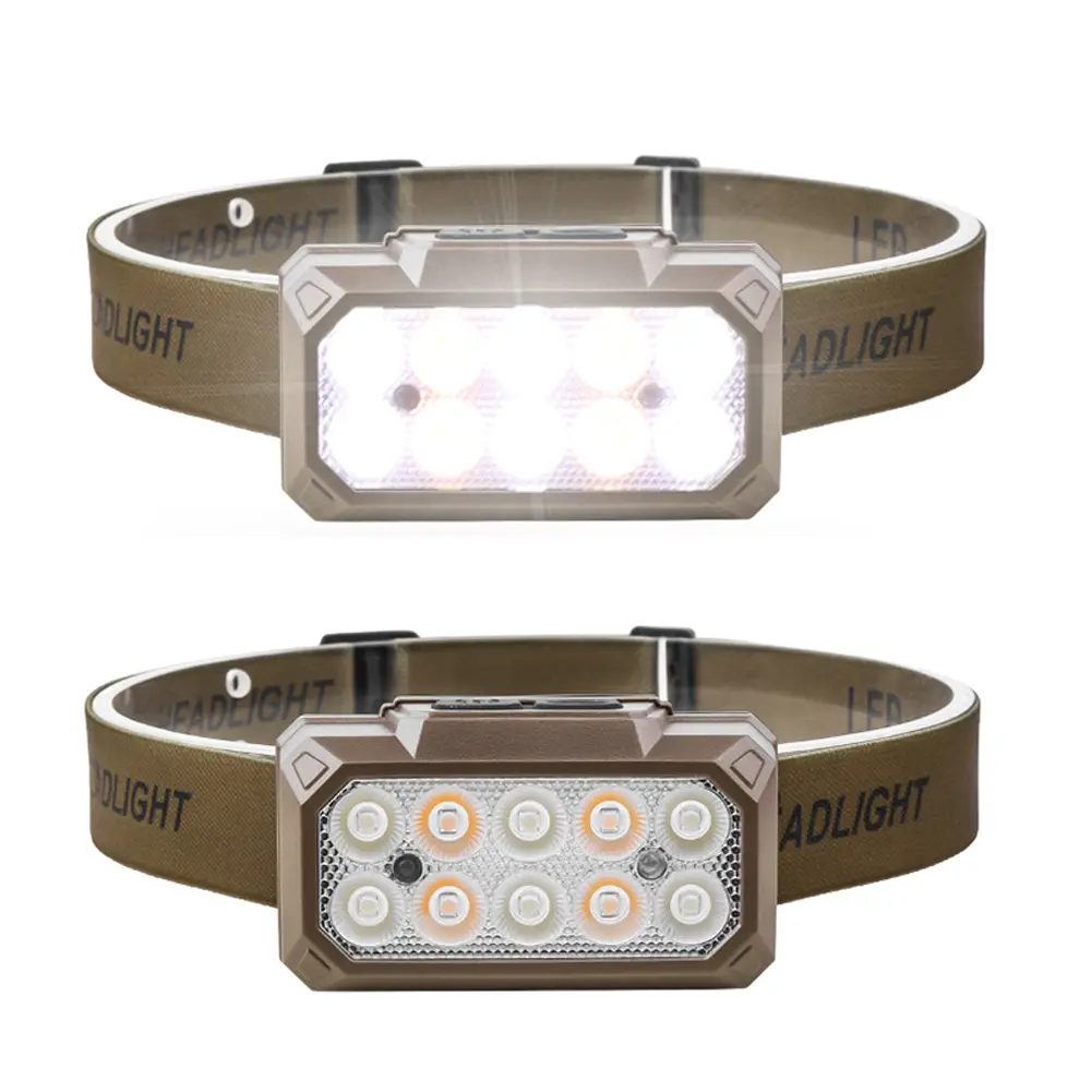 Rechargeable Head Light Motion Sensor 5-Mode Head Flashlight LED Headlamp for Camping Cycling Running Fishing