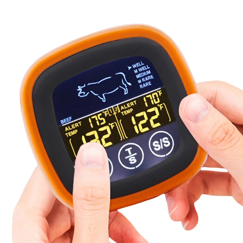 Digital Meat Kitchen Thermometer Timer Mode Waterproof Steak BBQ Timer Cooking Tools Kitchen Meat Probe Thermometer for Grilling