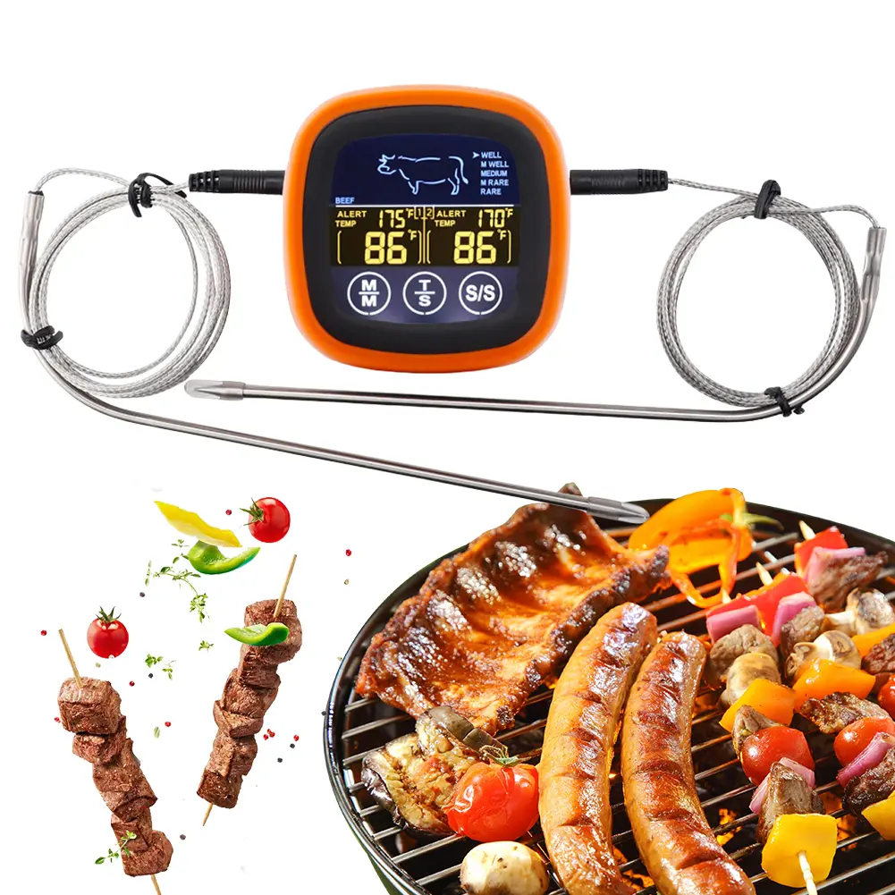 Digital Meat Kitchen Thermometer Timer Mode Waterproof Steak BBQ Timer Cooking Tools Kitchen Meat Probe Thermometer for Grilling