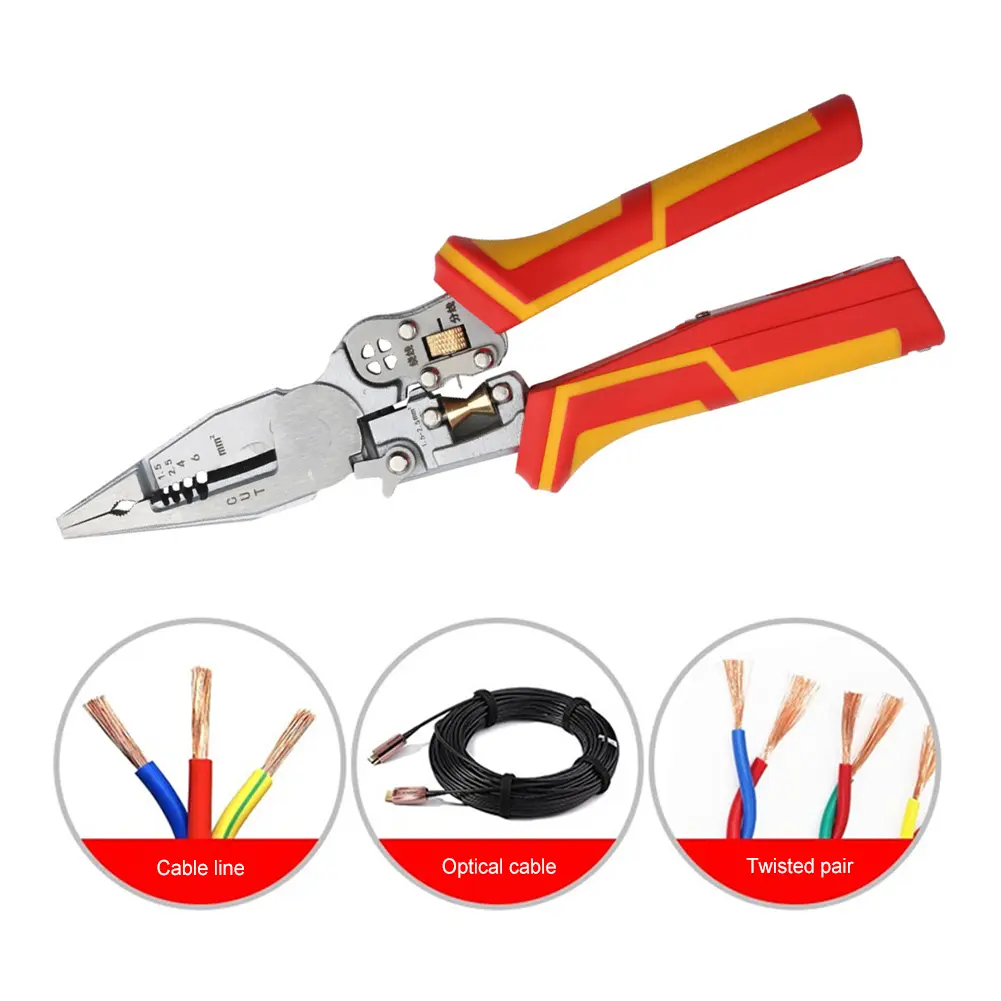 8 in 1 Versatile Wire Stripping Pliers with Electricity Measurement Multifunctional Wire Stripping Plier Cable Cutter Hand Tool