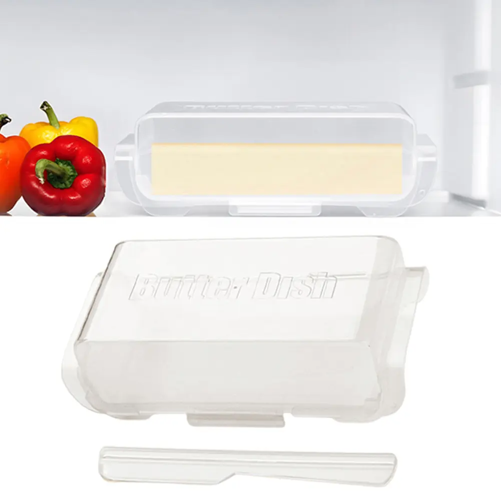 Sealed Butter Box with Spatula Space-Saving Plastic Butter Holder Tray Cheese Storage Box for Refrigerator Door Shelf