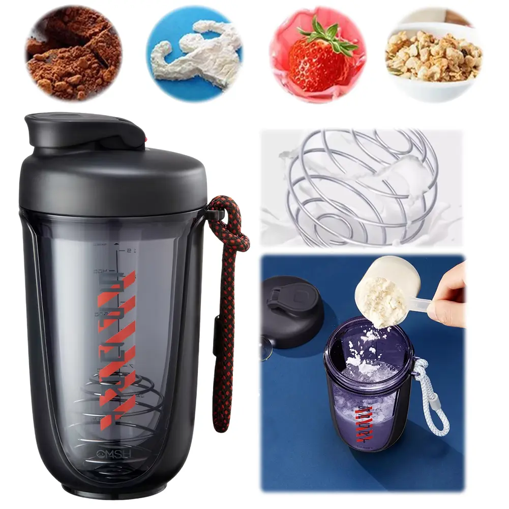 590ml Sports Shaker Bottles with Shaker Ball Drink Shake Bottle Detachable Whey Protein Powder Mixer Bottle for Indoor Outdoor
