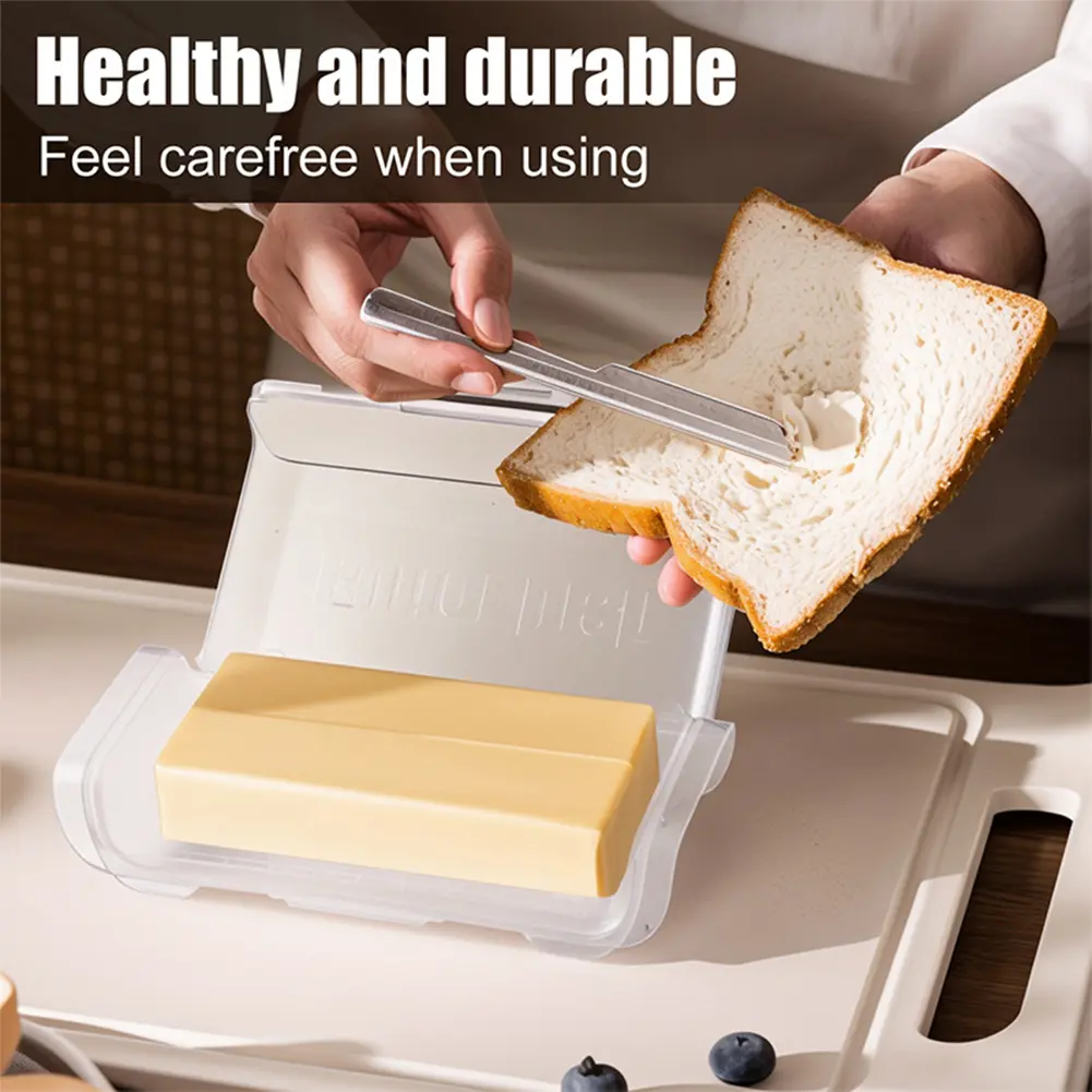 Sealed Butter Box with Spatula Space-Saving Plastic Butter Holder Tray Cheese Storage Box for Refrigerator Door Shelf