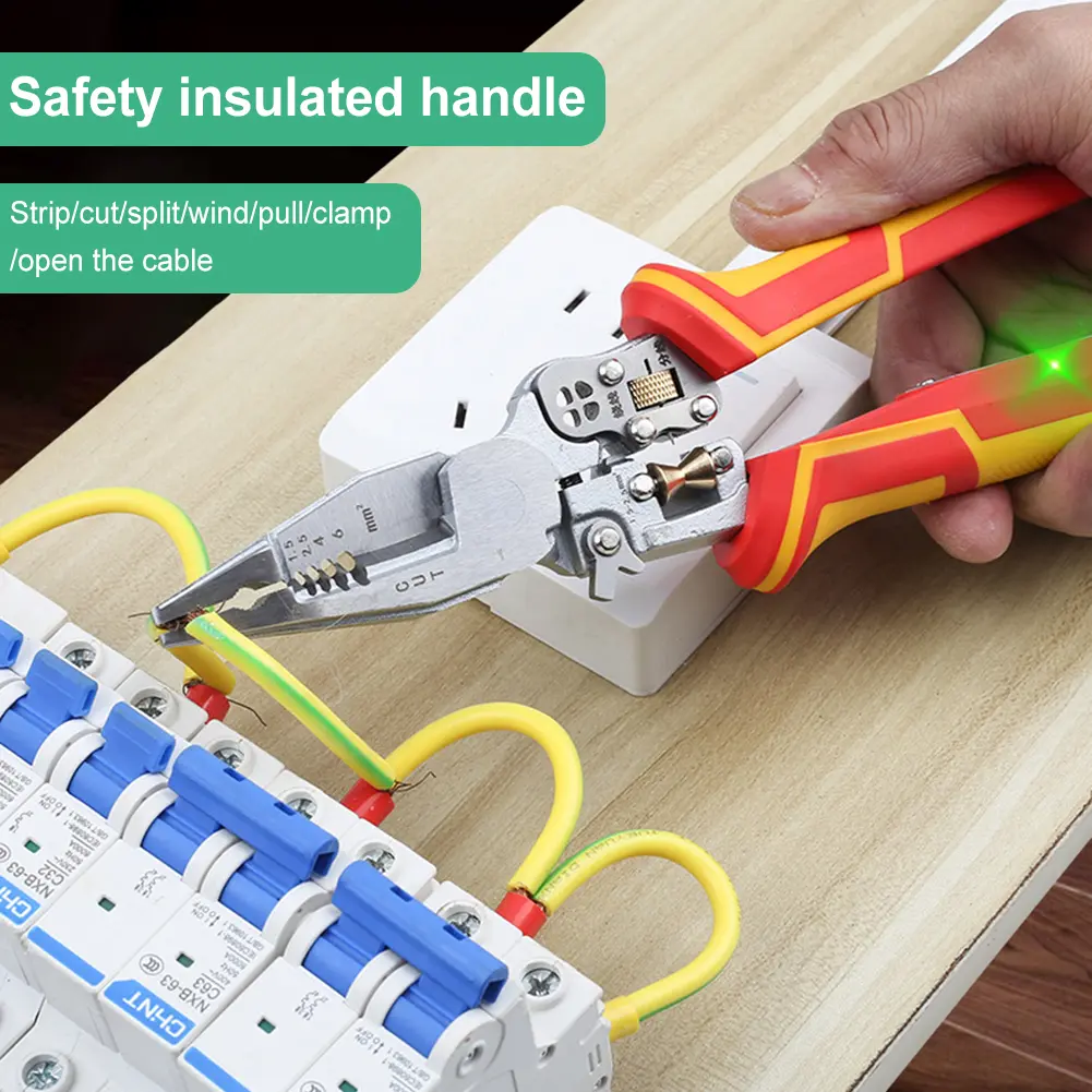 8 in 1 Versatile Wire Stripping Pliers with Electricity Measurement Multifunctional Wire Stripping Plier Cable Cutter Hand Tool