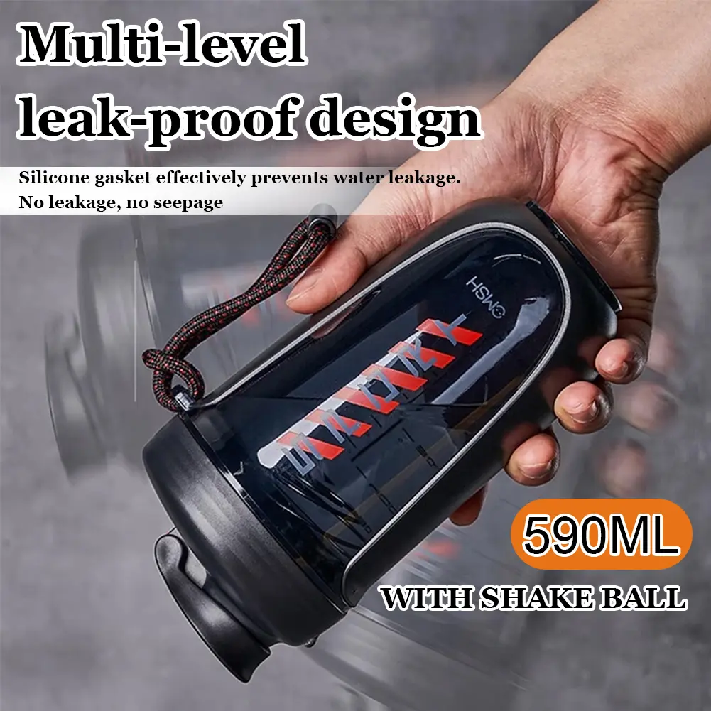590ml Sports Shaker Bottles with Shaker Ball Drink Shake Bottle Detachable Whey Protein Powder Mixer Bottle for Indoor Outdoor