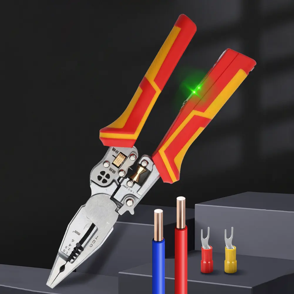 8 in 1 Versatile Wire Stripping Pliers with Electricity Measurement Multifunctional Wire Stripping Plier Cable Cutter Hand Tool