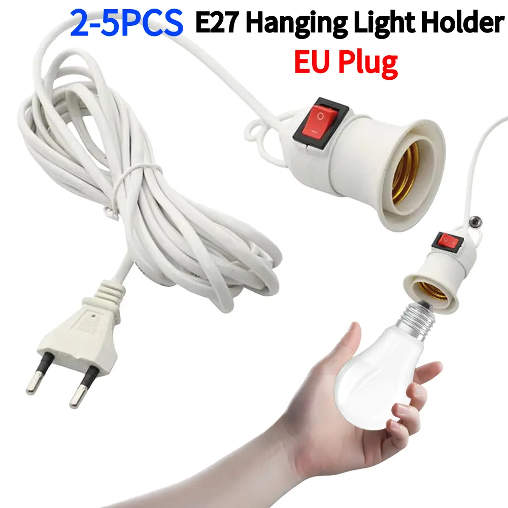 2-5PCS E27 Hanging Light Holder Extension Lamp Bulb Holder Converter with Cable Hanging Pendant Lamp Plug Holder for Bedroom