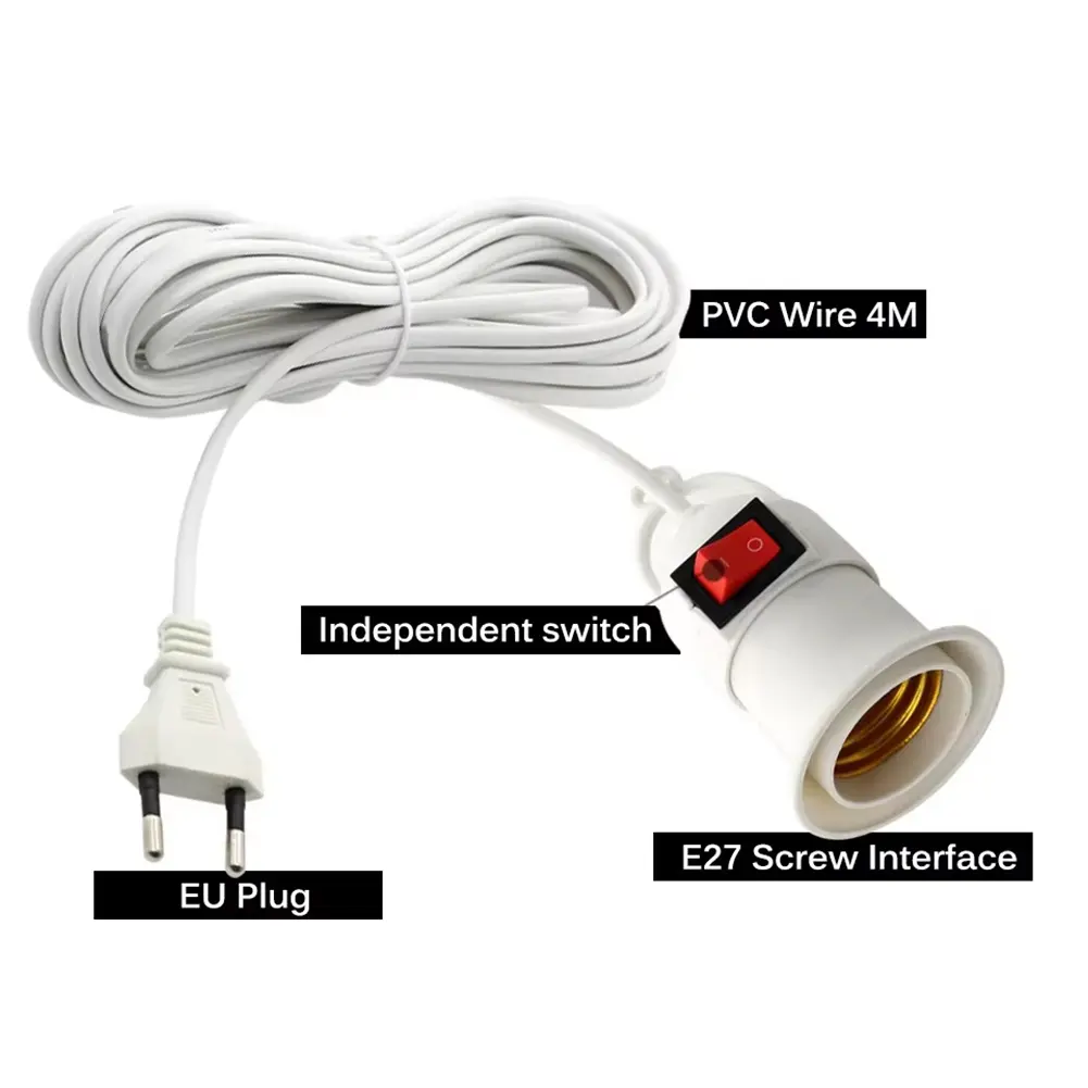2-5PCS E27 Hanging Light Holder Extension Lamp Bulb Holder Converter with Cable Hanging Pendant Lamp Plug Holder for Bedroom