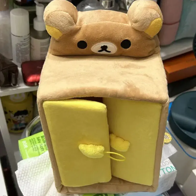 Cute Cartoon Relaxed Bear Double Door Wardrobe Storage Cabinet Plush Jewelry Partition Storage Box Fun Toy Desktop Storage Gift