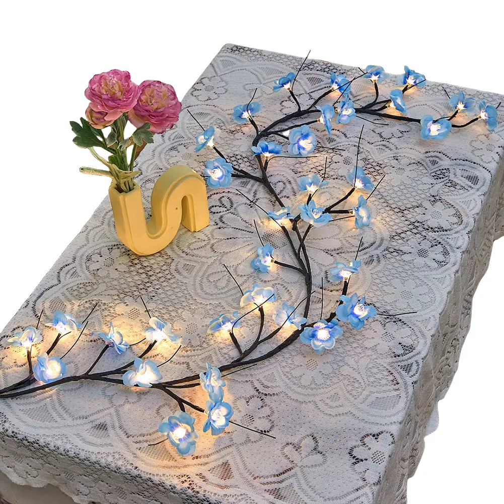 Flower String Lights with Remote Control Artificial Flower Vine Light Bendable Cluster Lights USB Plug In for Home Bedroom