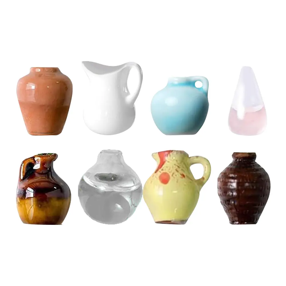 8pcs Mini Ceramic Vase Refrigerator Magnets 3D Fridge Magnets Refrigerator Stickers Decoration for Kitchen Office Whiteboard