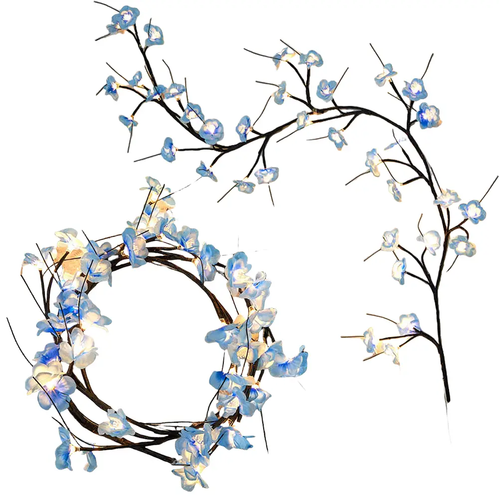 Flower String Lights with Remote Control Artificial Flower Vine Light Bendable Cluster Lights USB Plug In for Home Bedroom