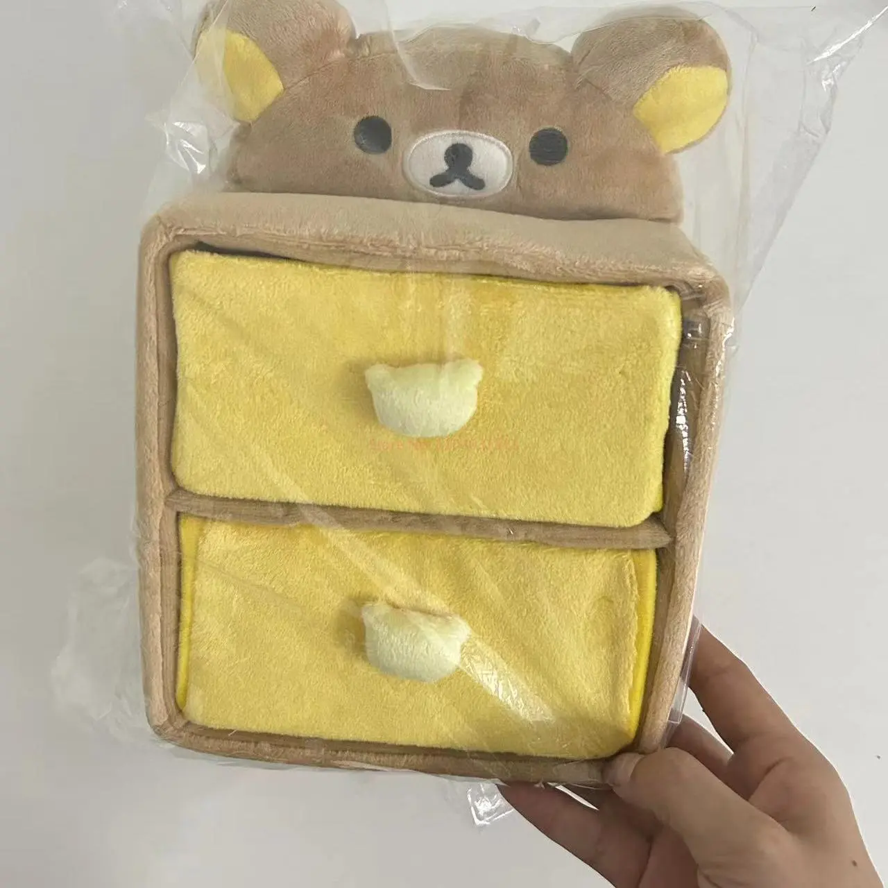 Cute Cartoon Relaxed Bear Double Door Wardrobe Storage Cabinet Plush Jewelry Partition Storage Box Fun Toy Desktop Storage Gift