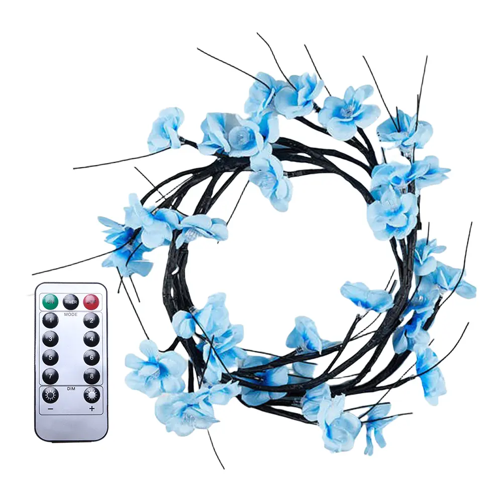 Flower String Lights with Remote Control Artificial Flower Vine Light Bendable Cluster Lights USB Plug In for Home Bedroom