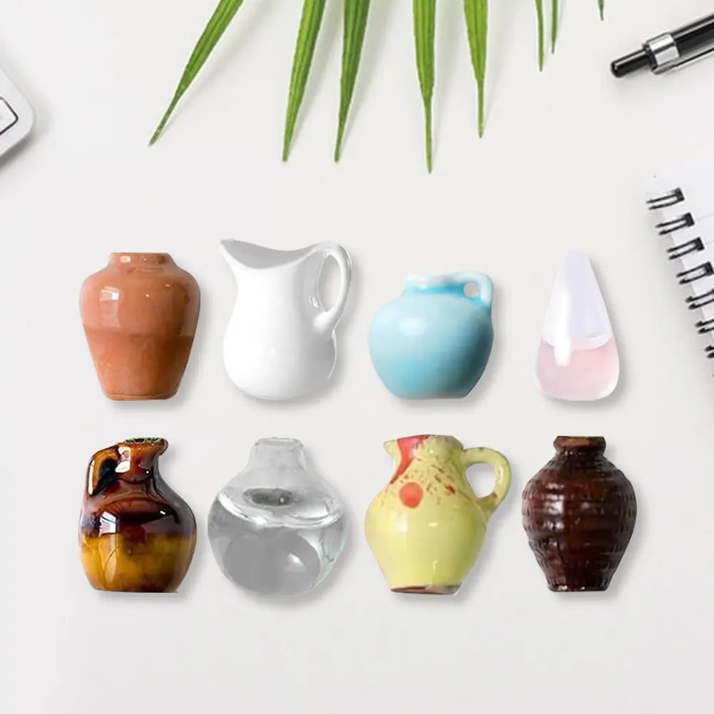 8pcs Mini Ceramic Vase Refrigerator Magnets 3D Fridge Magnets Refrigerator Stickers Decoration for Kitchen Office Whiteboard