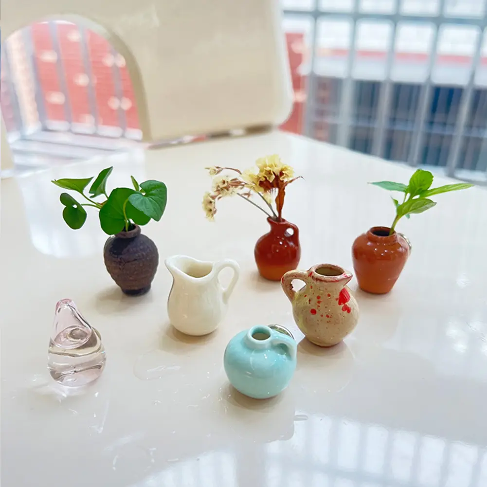 8pcs Mini Ceramic Vase Refrigerator Magnets 3D Fridge Magnets Refrigerator Stickers Decoration for Kitchen Office Whiteboard