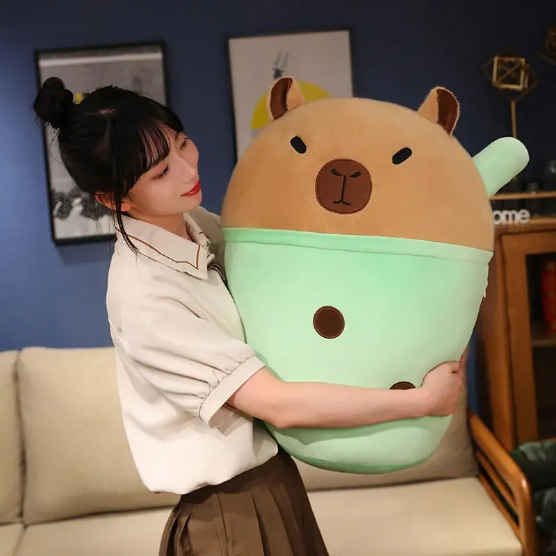 Capybara Plush Toy Simulation Capibara  Milk Tea Fluffy Doll Stuffed Animals Bubble  Funny Gift For Christmas