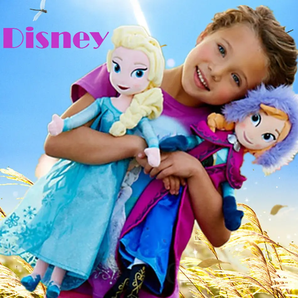 40-50CM Frozen Anna Elsa Dolls Snow Queen Princess Anna Elsa Doll Toys Stuffed Frozen Plush Kids Toys Birthday Christmas Gift