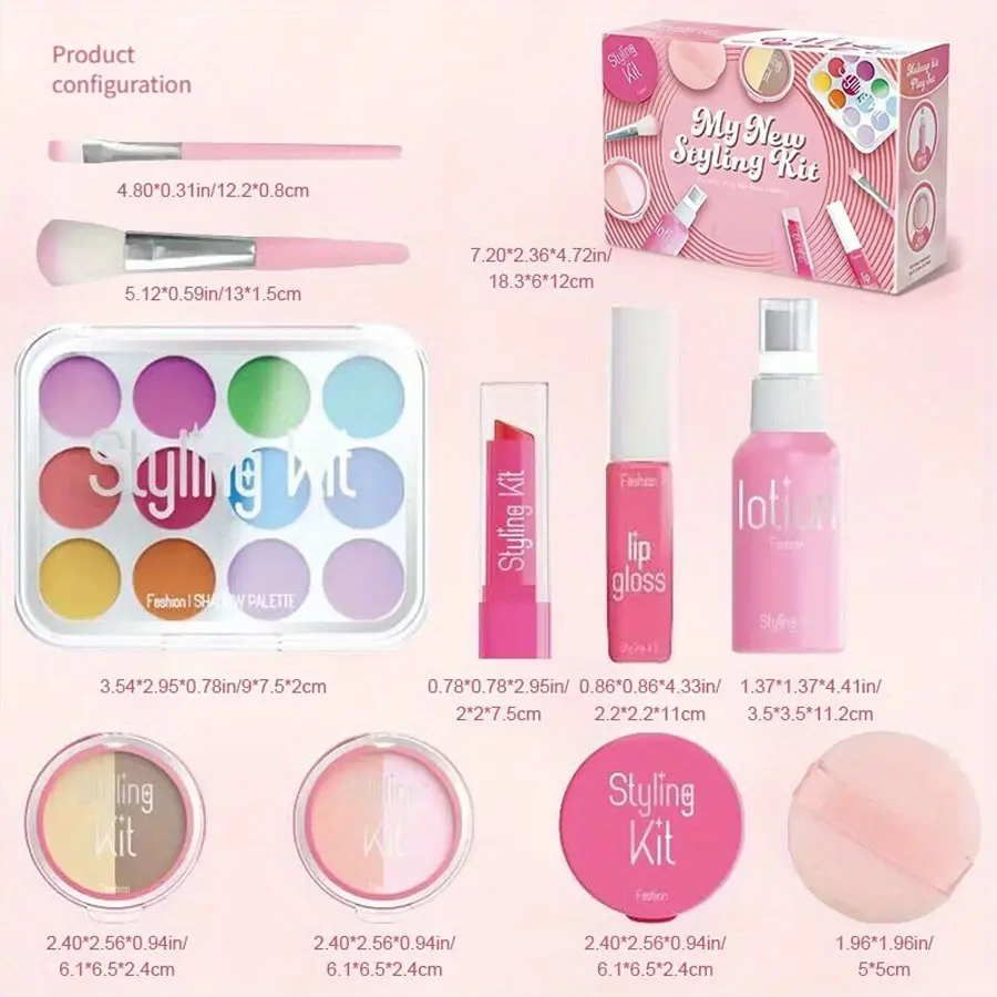 Children's Makeup Toy Set Simulated Beauty Makeup Box Set No Smearing No Liquid 10 Piece Non-toxic Set (Non Real Makeup)