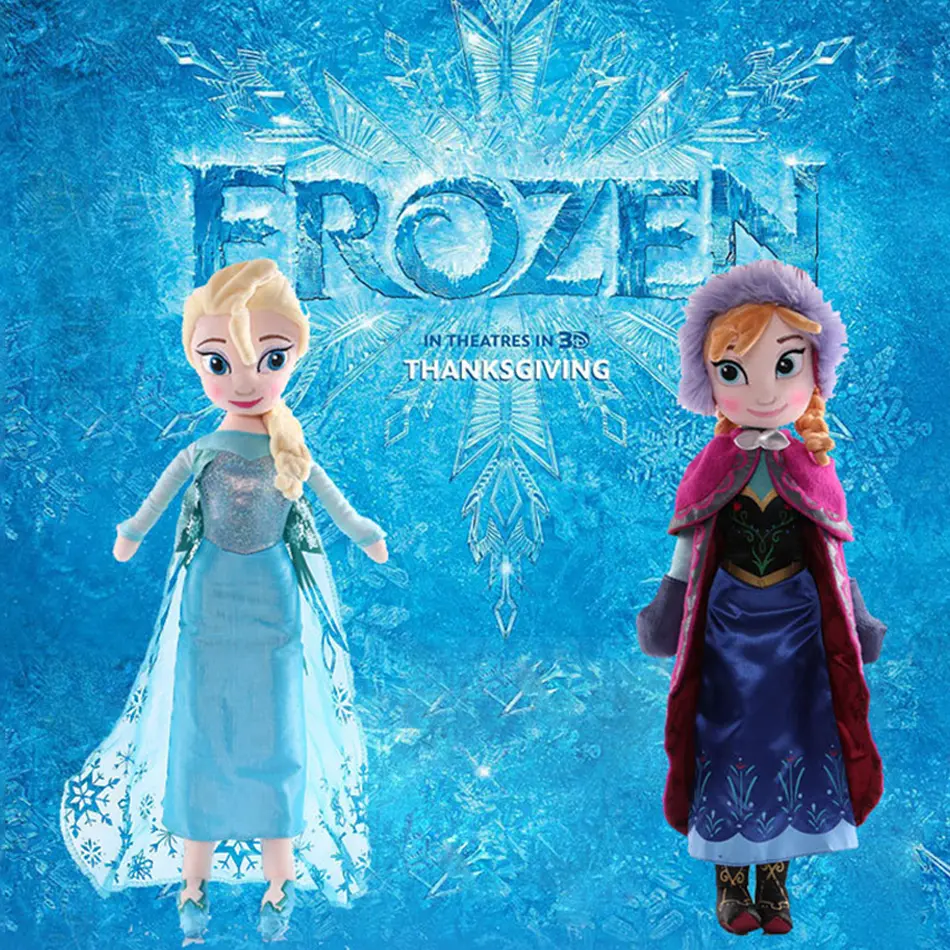 40-50CM Frozen Anna Elsa Dolls Snow Queen Princess Anna Elsa Doll Toys Stuffed Frozen Plush Kids Toys Birthday Christmas Gift