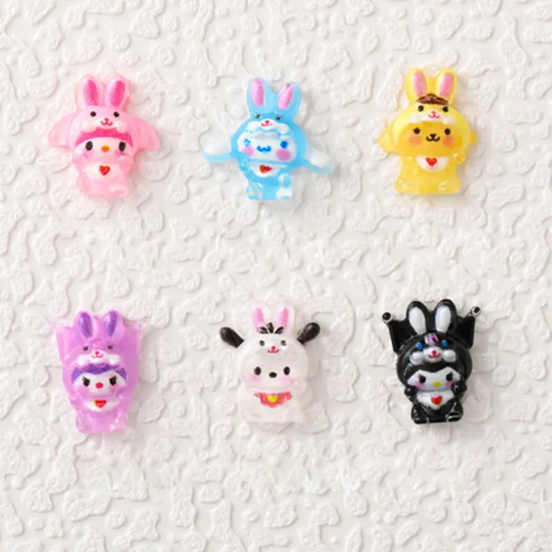 50 Pcs New 3D Mini Cartoon Puppy Little Rabbit lovely Resin Flat Back Scrapbook DIY Nail decoration component holiday gifts A6