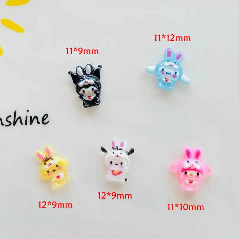 50 Pcs New 3D Mini Cartoon Puppy Little Rabbit lovely Resin Flat Back Scrapbook DIY Nail decoration component holiday gifts A6
