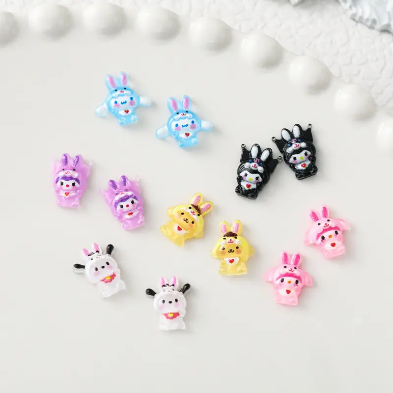 50 Pcs New 3D Mini Cartoon Puppy Little Rabbit lovely Resin Flat Back Scrapbook DIY Nail decoration component holiday gifts A6