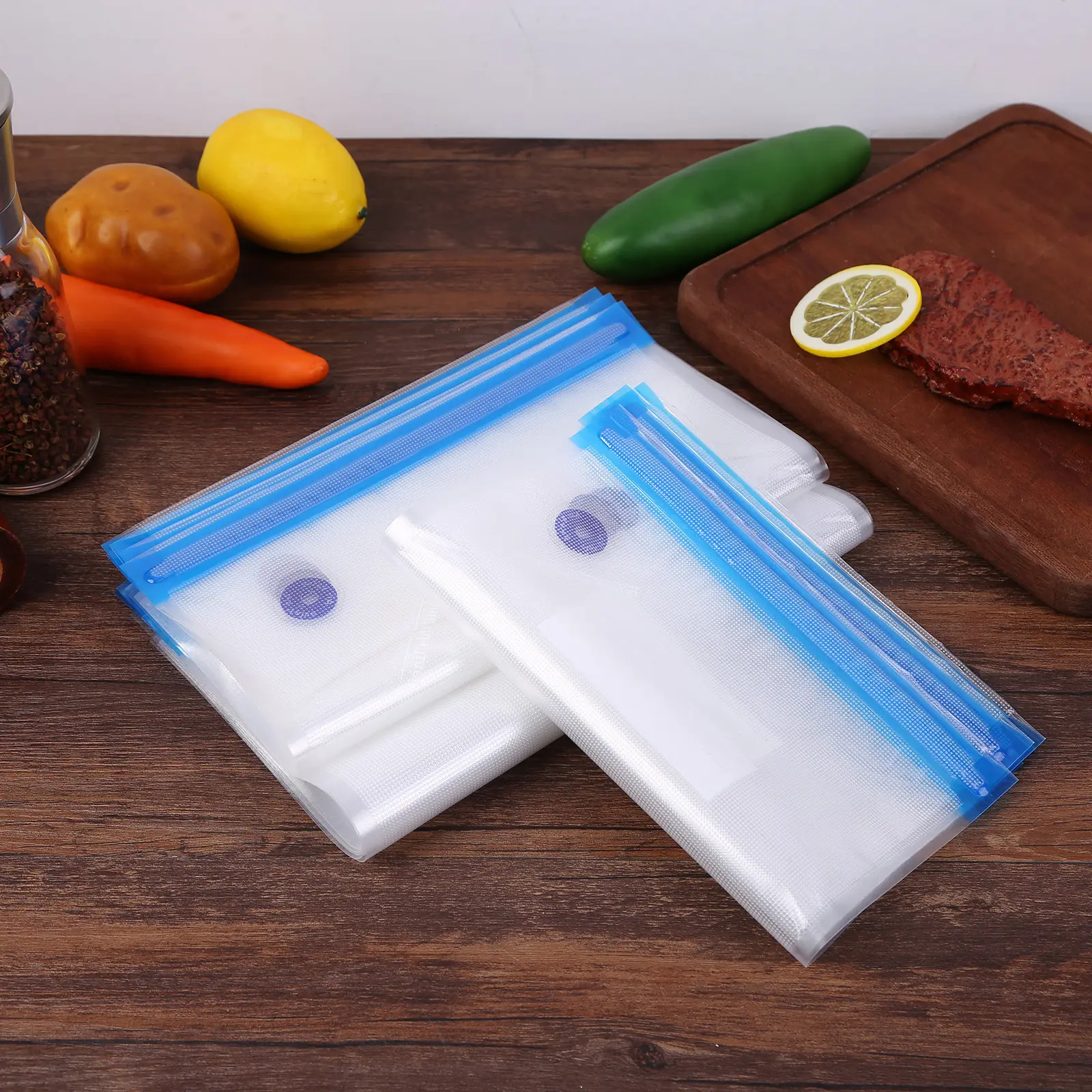 Reusable Vacuum Food Storage Bag Portable Freezer Bags for Sous Vide Cooking Food Organizer Shelf Portable Home Kitchen Tool