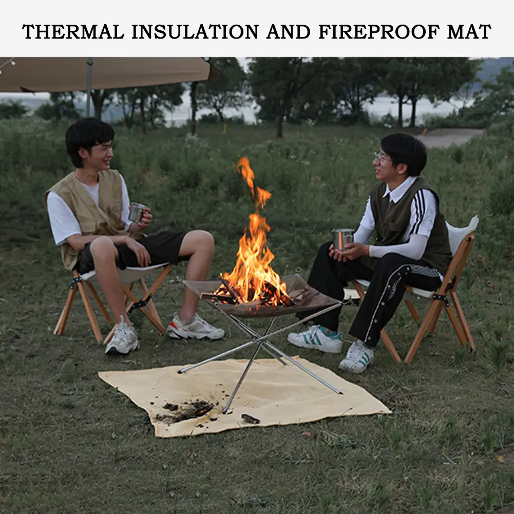 Fireproof Mat Heat Resistant Fire Pit Pad Protect Patio Terrace Lawn Grass Grill BBQ Blanket Outdoor Camping Accessories