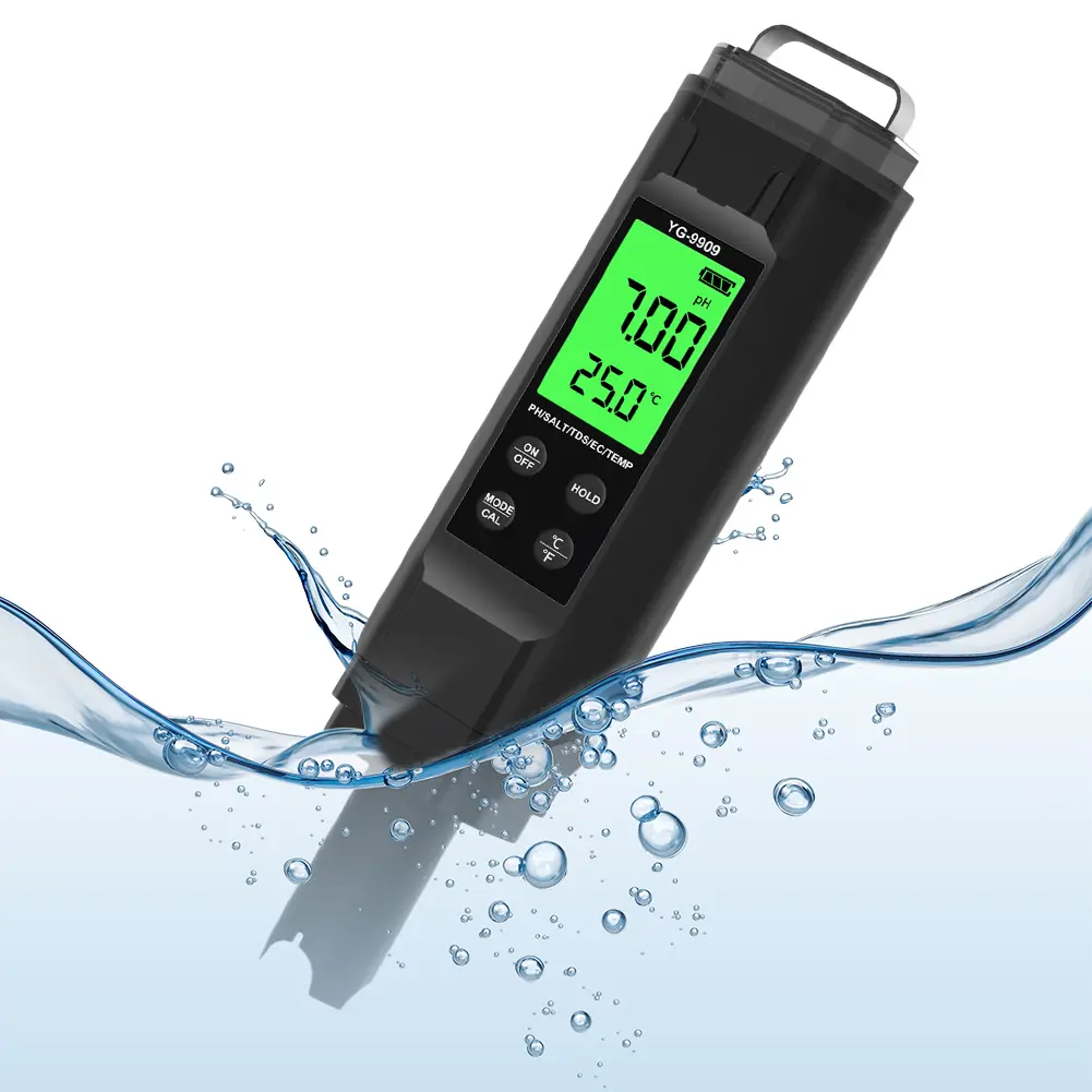 5-in-1 Digital Water Quality Tester Pen TDS/EC/Temperature/Salinity/PH Meter for Drinking Water Hydroponics Aquariums Pools