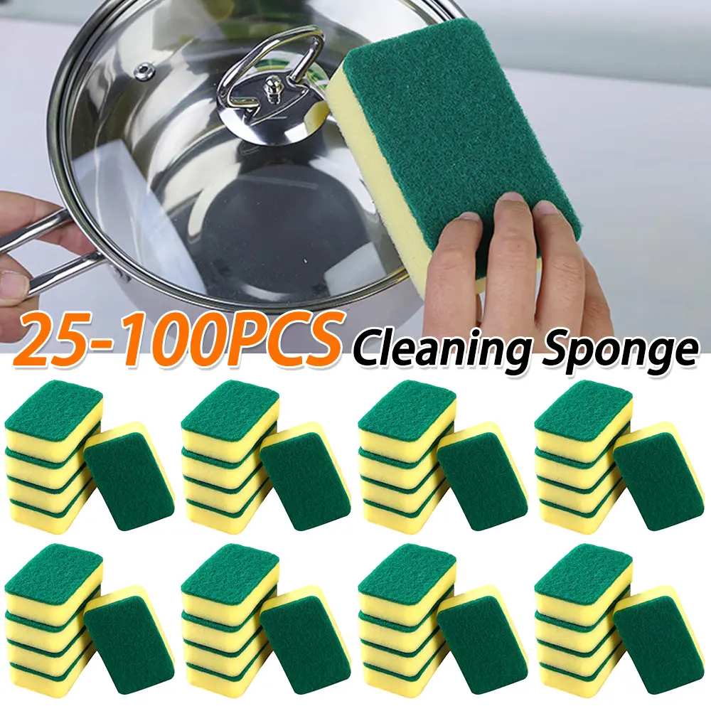 25-100PCS Scouring Pad Washing Sponge Dish Bowl Pot Pan Cleaner Kitchen Tools