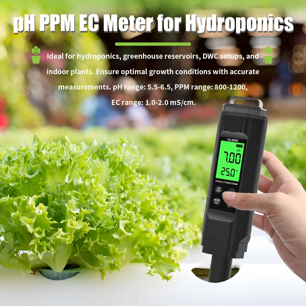 5-in-1 Digital Water Quality Tester Pen TDS/EC/Temperature/Salinity/PH Meter for Drinking Water Hydroponics Aquariums Pools