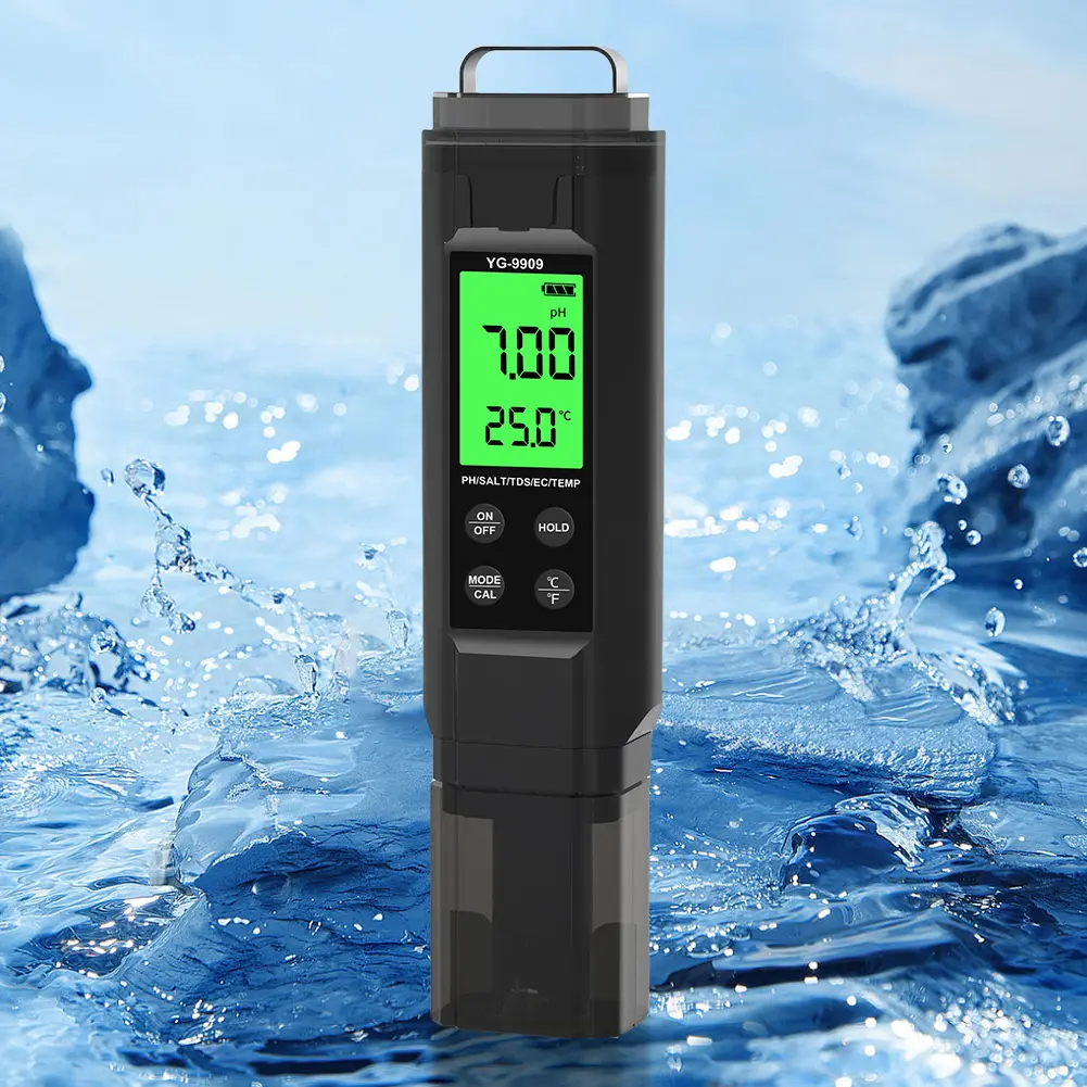 5-in-1 Digital Water Quality Tester Pen TDS/EC/Temperature/Salinity/PH Meter for Drinking Water Hydroponics Aquariums Pools