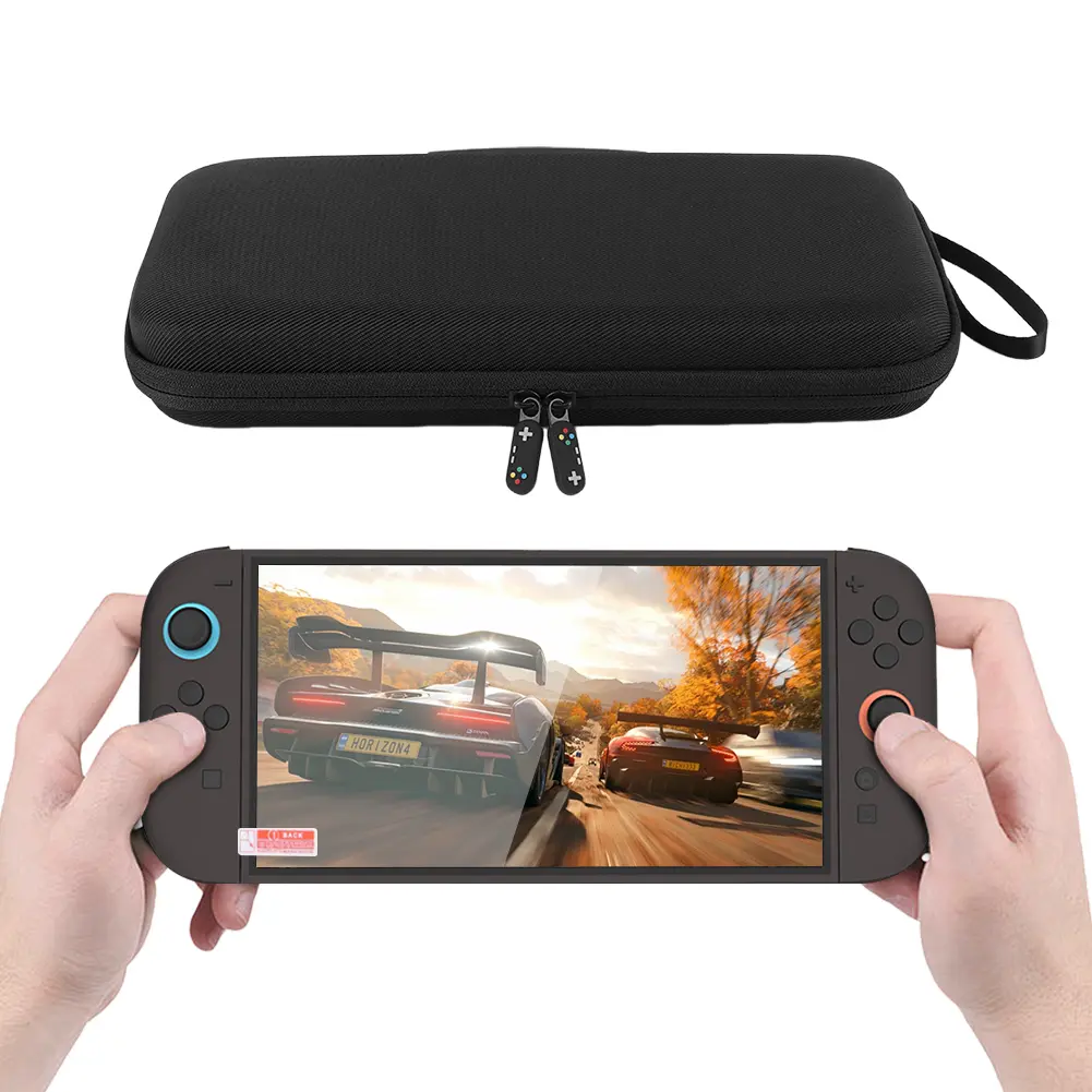 EVA Carrying Case & Screen Protector for Switch 2 Game Conslole Case Shockproof Protective Travel Bag with 10 Game Cards Holder