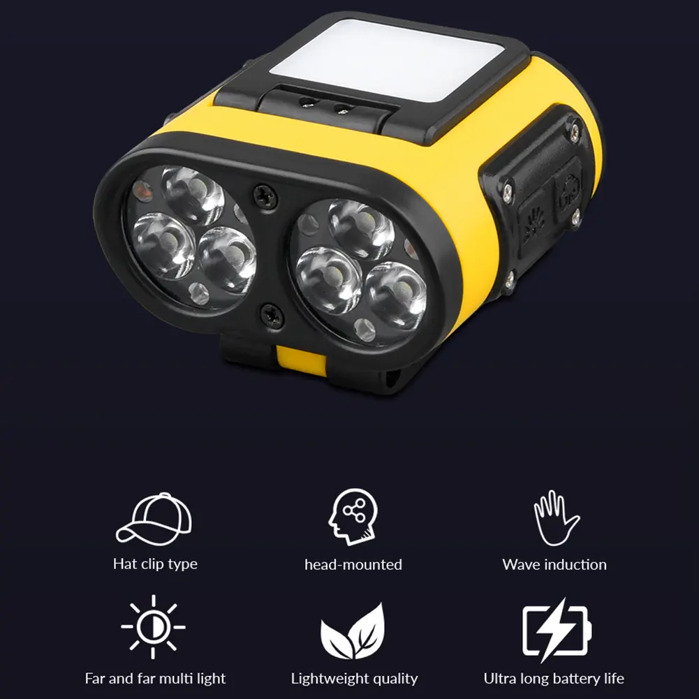 LED Cap Clip Light Motion Sensor Multifunctional Headlight USB Rechargeable Power Display for Fishing Camping