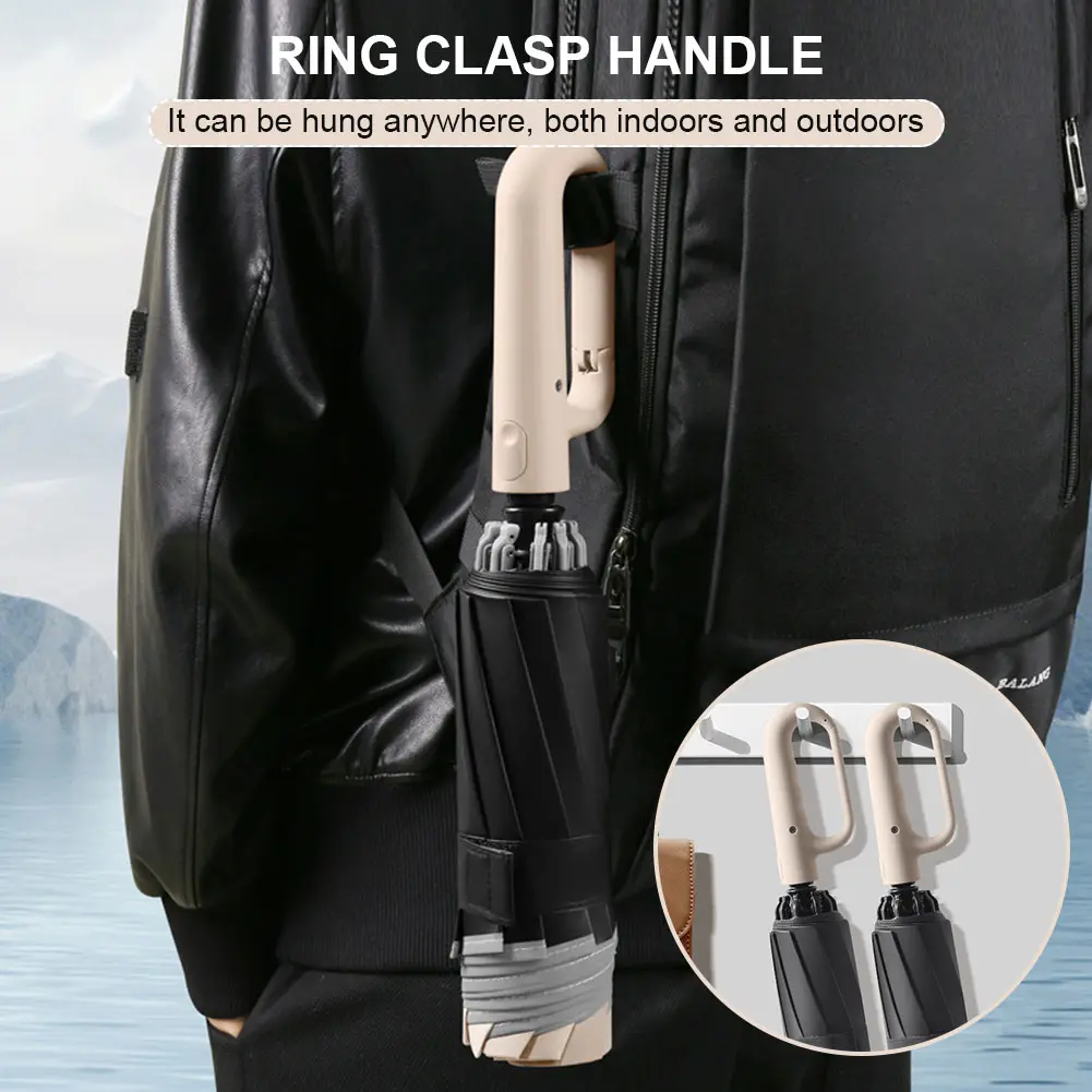 Fully Automatic Travel Umbrella Windproof Reverse Folding Umbrella Hangable Small Portable Umbrella for Sun Or Rain Days