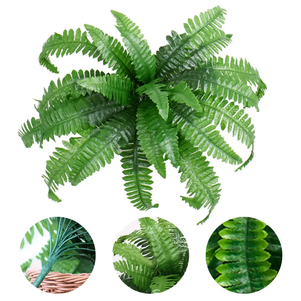 2Pcs Artificial Ferns Faux Ferns 20 Leaves for Each Bouquet Fake Grass Leaves Plant Lifelike 21 Inch for Farmhouse Entrance
