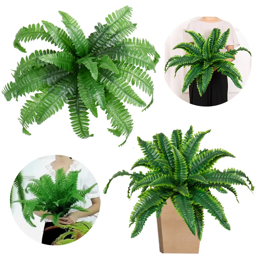 2Pcs Artificial Ferns Faux Ferns 20 Leaves for Each Bouquet Fake Grass Leaves Plant Lifelike 21 Inch for Farmhouse Entrance