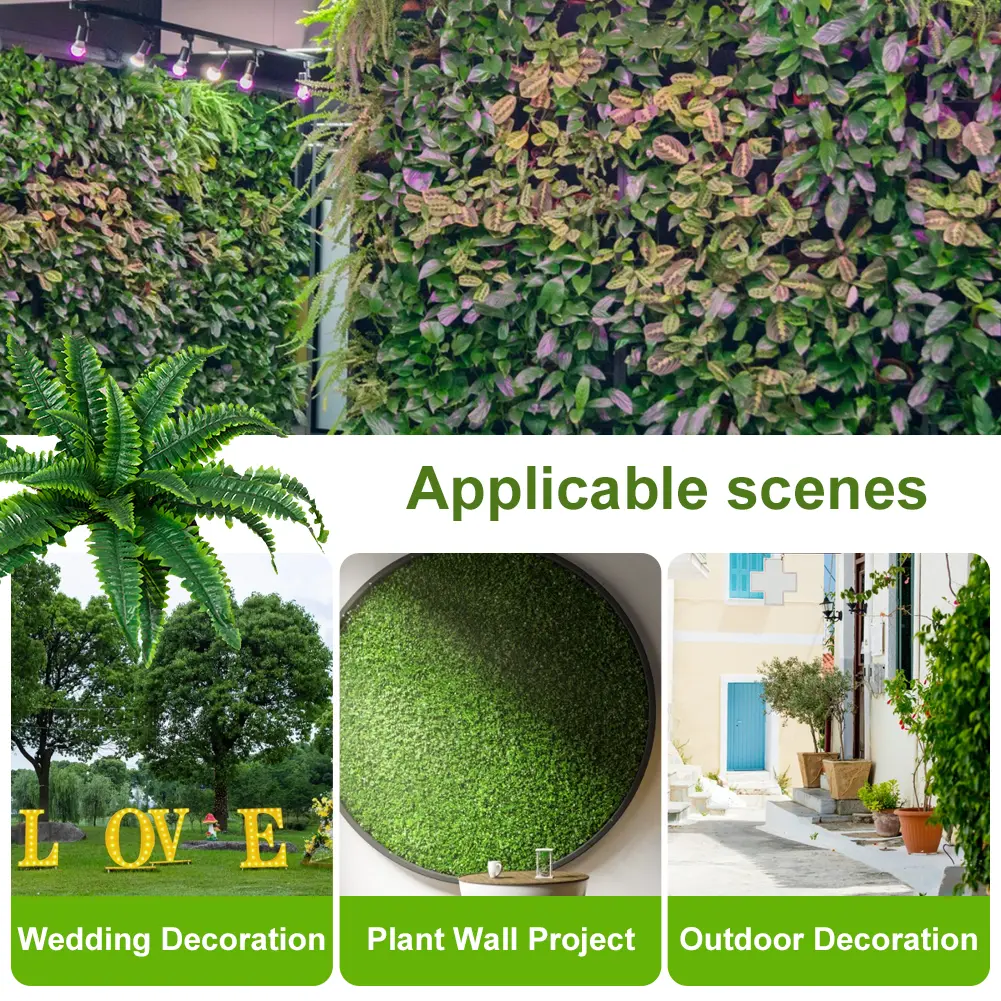 2Pcs Artificial Ferns Faux Ferns 20 Leaves for Each Bouquet Fake Grass Leaves Plant Lifelike 21 Inch for Farmhouse Entrance